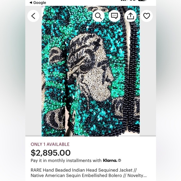 RARE Beaded Indian Head Sequined Jacket - Picture 14 of 17